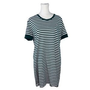 Tommy Hilfiger Grommet T-Shirt Dress Green White Heritage Stripe 95% Cotton